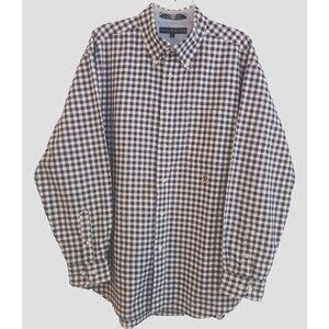 Tommy Hilfiger Shirt Men's Size Large Lion Crest Logo Black Check Long Sleeve
